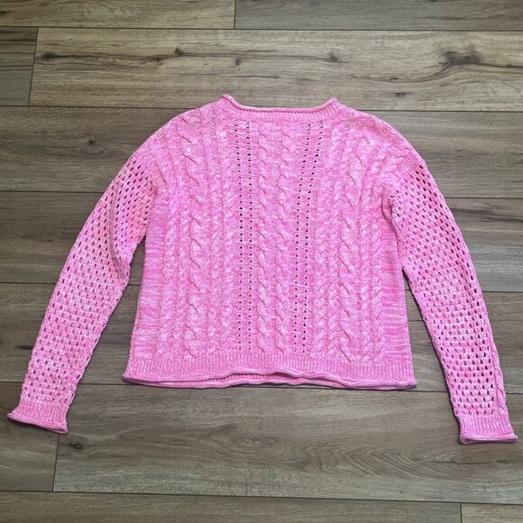 Women's Lilly Pulitzer Macxy Mix Stitch Sweater SZ Small Pink Open Knit - Picture 9 of 10